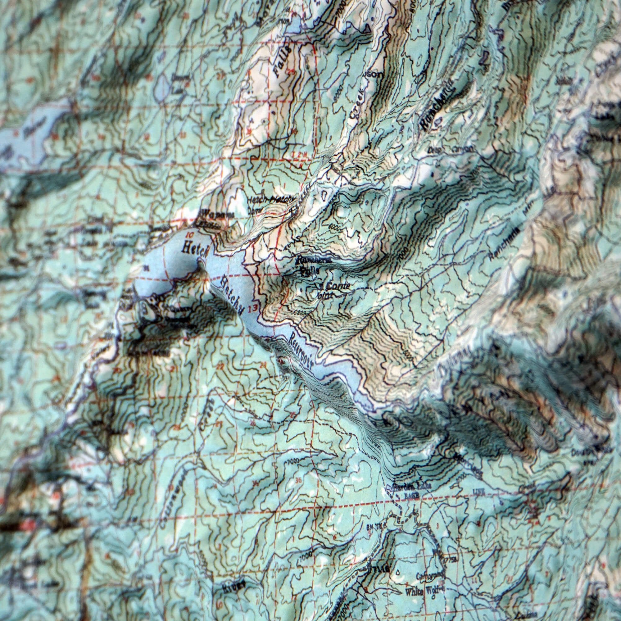Yosemite 1958 3D Raised Relief Map - Muir Way - 3D