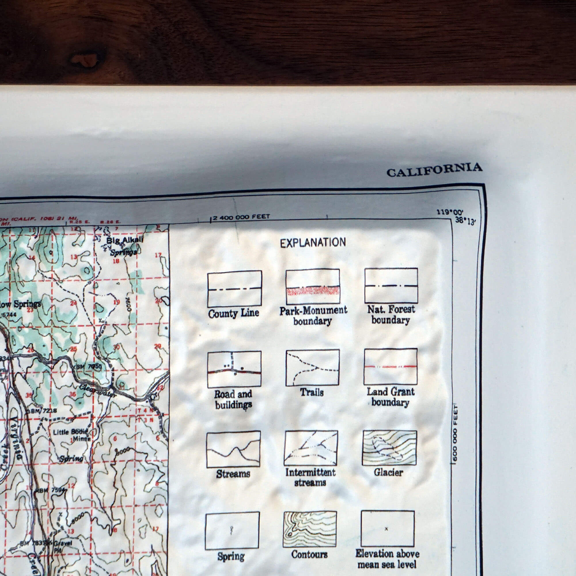 Yosemite 1958 3D Raised Relief Map - Muir Way - 3D