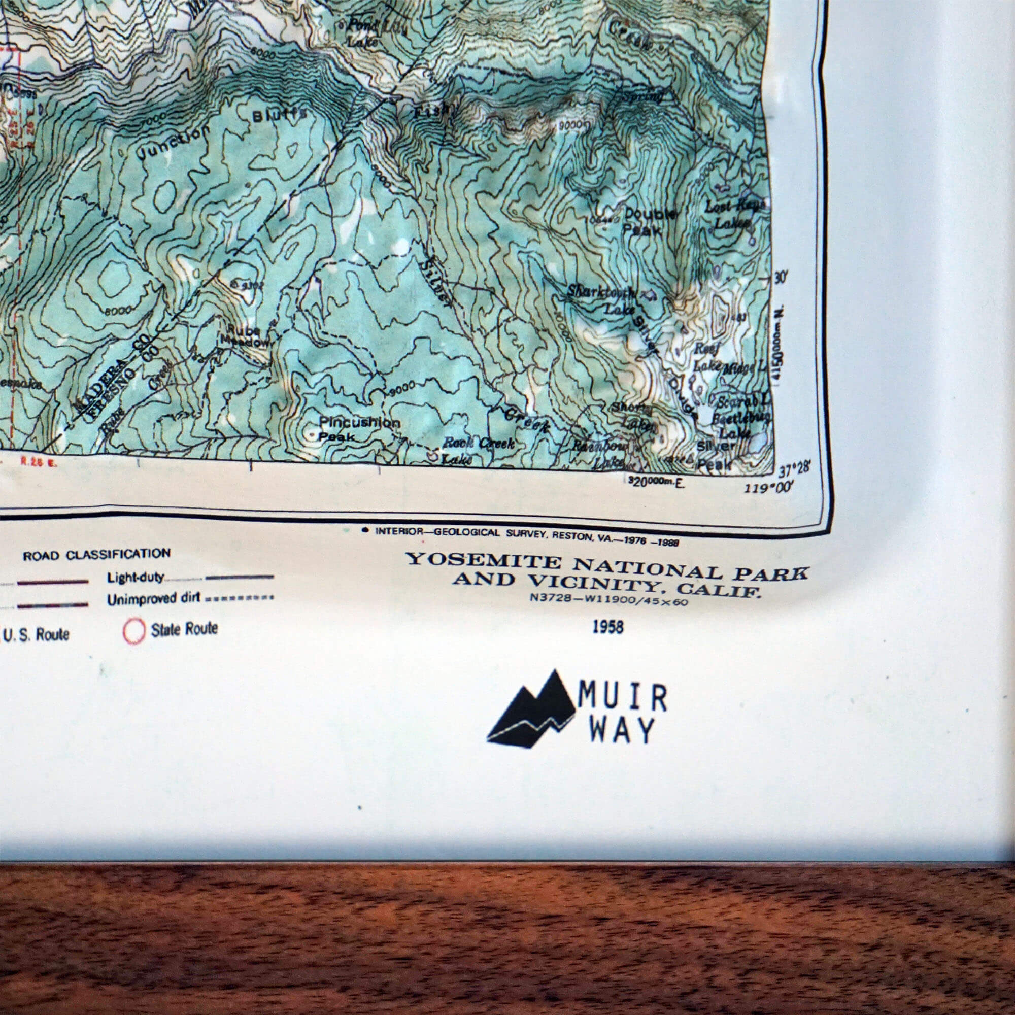 Yosemite 1958 3D Raised Relief Map - Muir Way - 3D