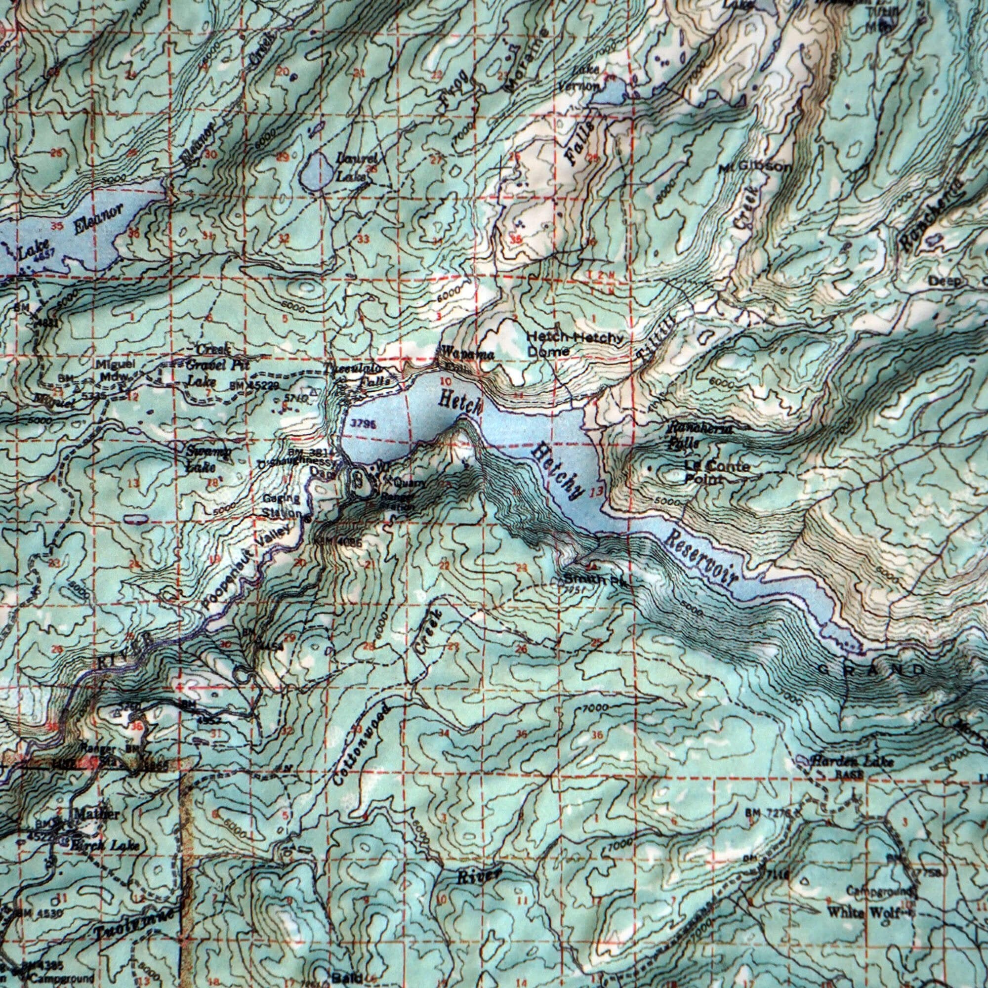 Yosemite 1958 3D Raised Relief Map - Muir Way - 3D