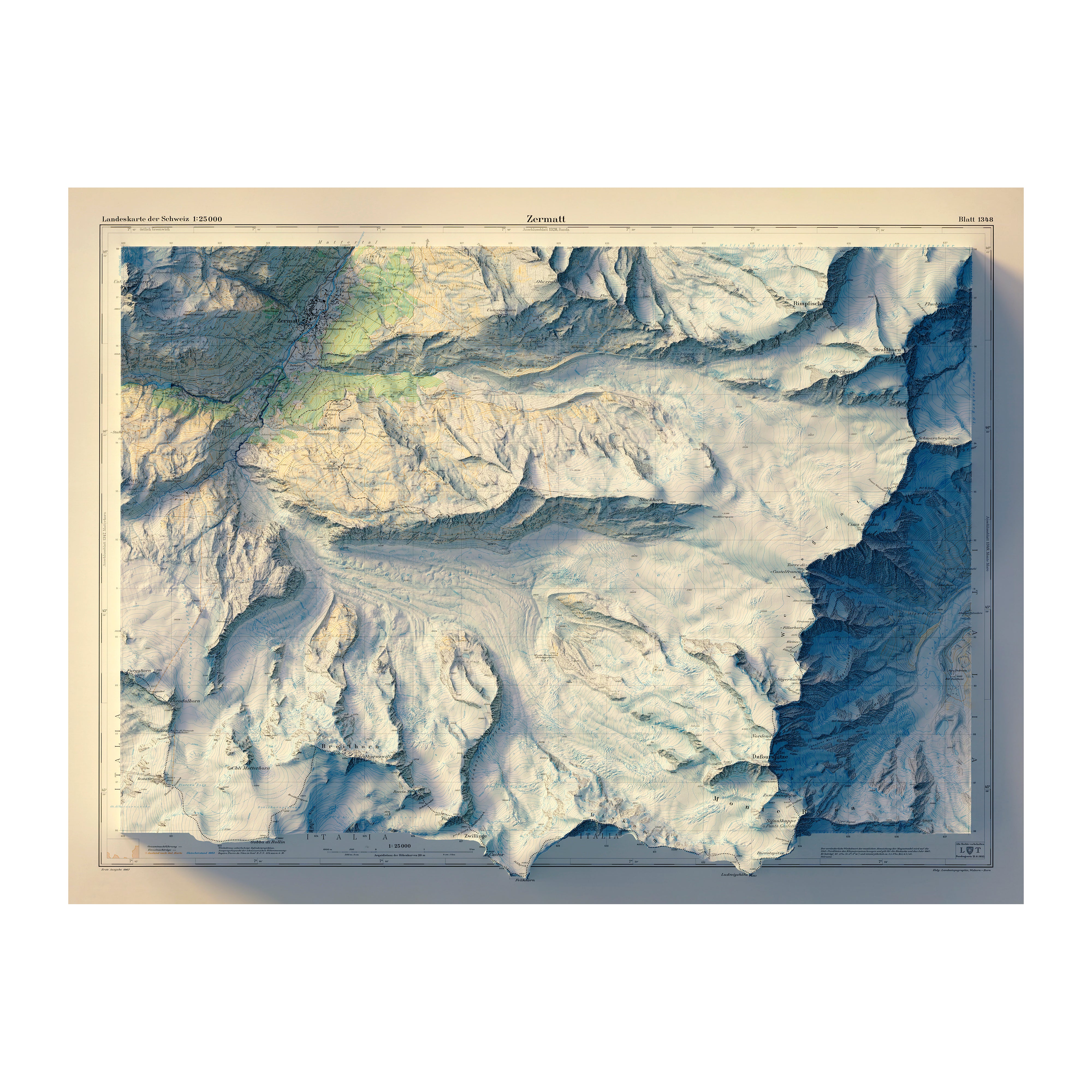 Zermatt 1970 Relief Map