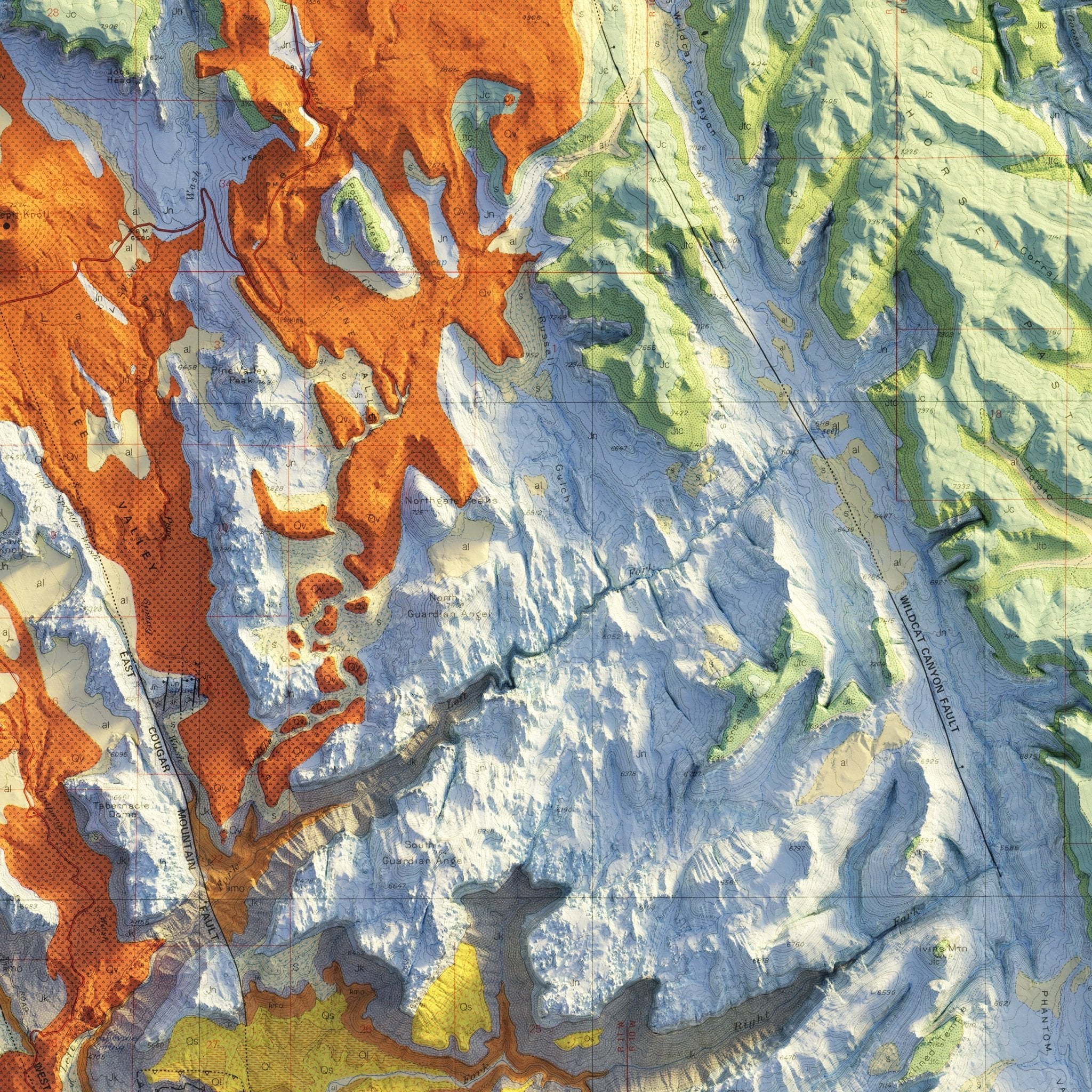 Zion 1987 Shaded Relief Map - Muir Way - Vintage Relief