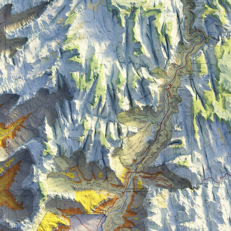 Zion 1987 Shaded Relief Map - Muir Way - Vintage Relief