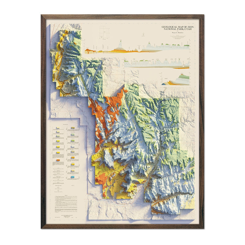 Zion 1987 Shaded Relief Map - Muir Way - Vintage Relief