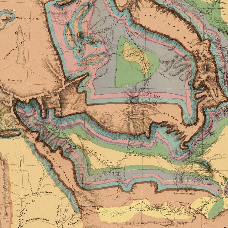 Yellowstone and Missouri Rivers Map 1869 - Muir Way - Vintage Map