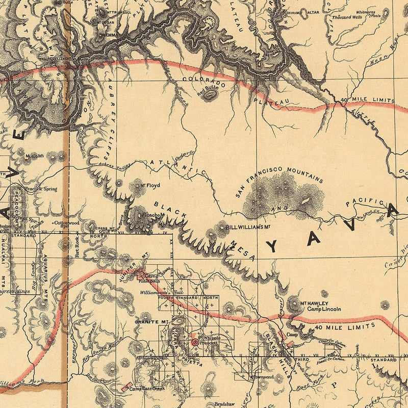 Arizona Territory 1876 Map - Muir Way - Vintage Map