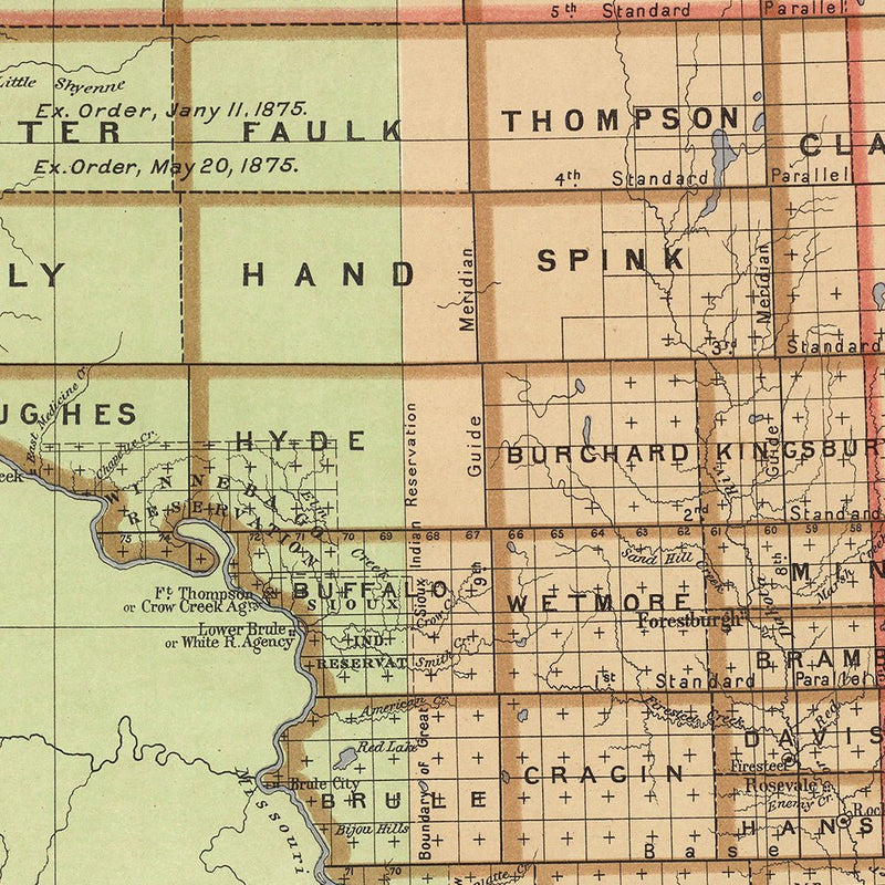 Dakota Territory 1876 Map - Muir Way - Vintage Map