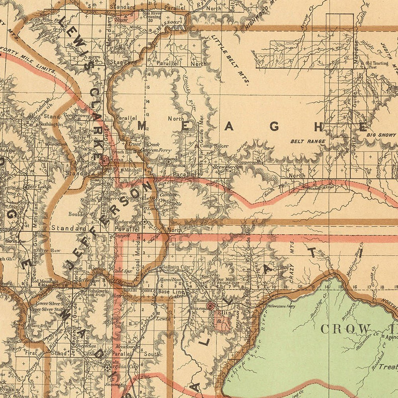 Montana Territory 1876 Map - Muir Way - Vintage Map