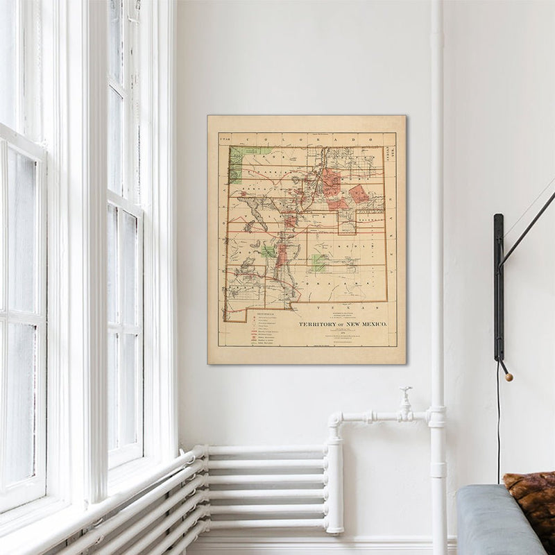 New Mexico Territory 1876 Map - Muir Way - Vintage Map