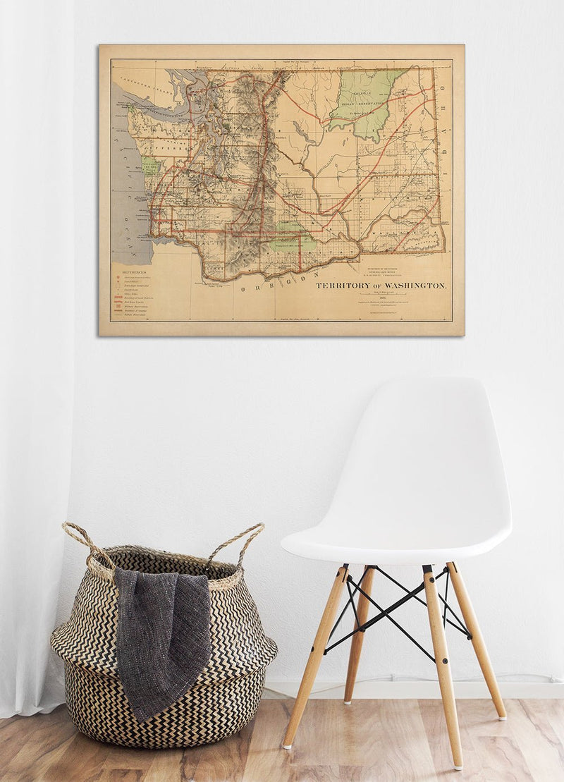 Washington Territory 1876 Map - Muir Way - Vintage Map