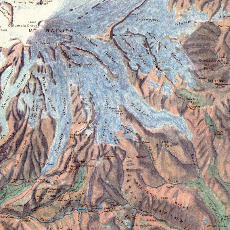 Mt. Rainier National Park Map 1914 - Muir Way - Vintage Map