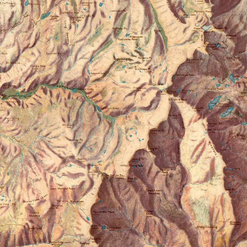 Yosemite National Park Map 1914 - Muir Way - Vintage Map