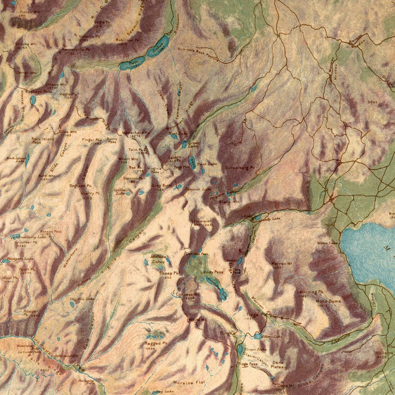 Yosemite National Park Map 1914 - Muir Way - Vintage Map