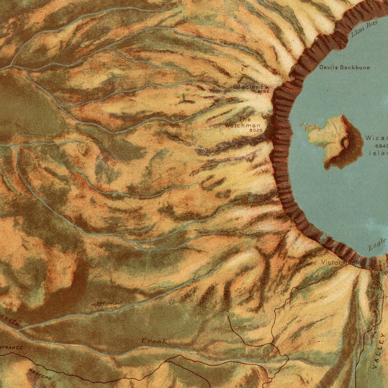 Crater Lake National Park Map 1914 - Muir Way - Vintage Map