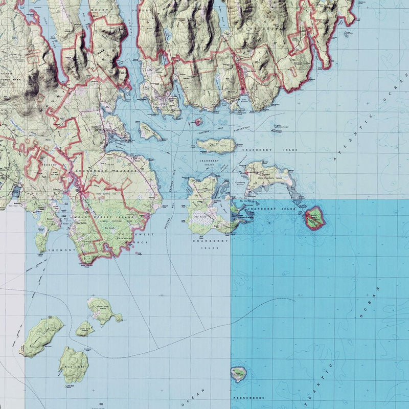 Acadia Shaded Relief Map - Muir Way - Relief Series