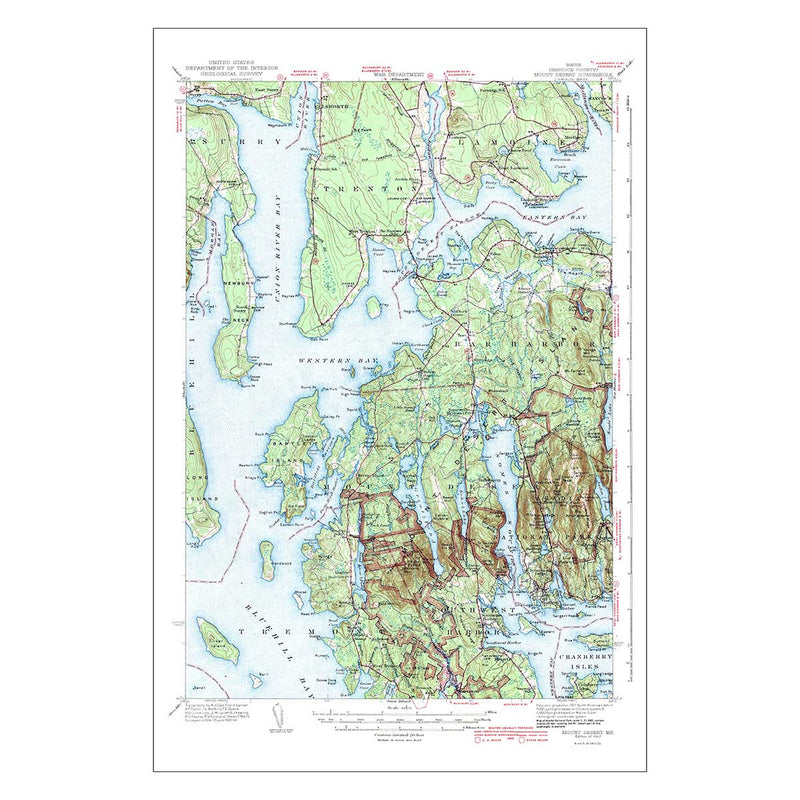 Acadia National Park 1942 USGS Map - Muir Way - Vintage Map