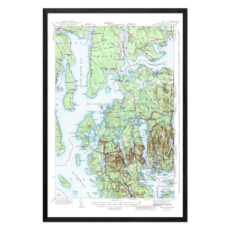 Acadia National Park 1942 USGS Map - Muir Way - Vintage Map