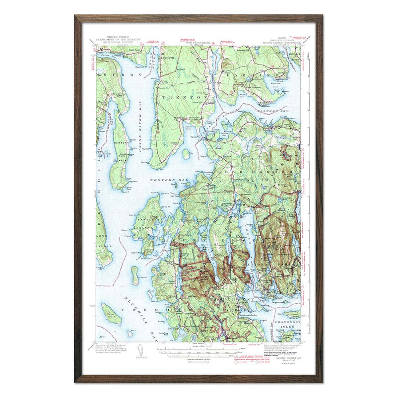 Acadia National Park 1942 USGS Map - Muir Way - Vintage Map