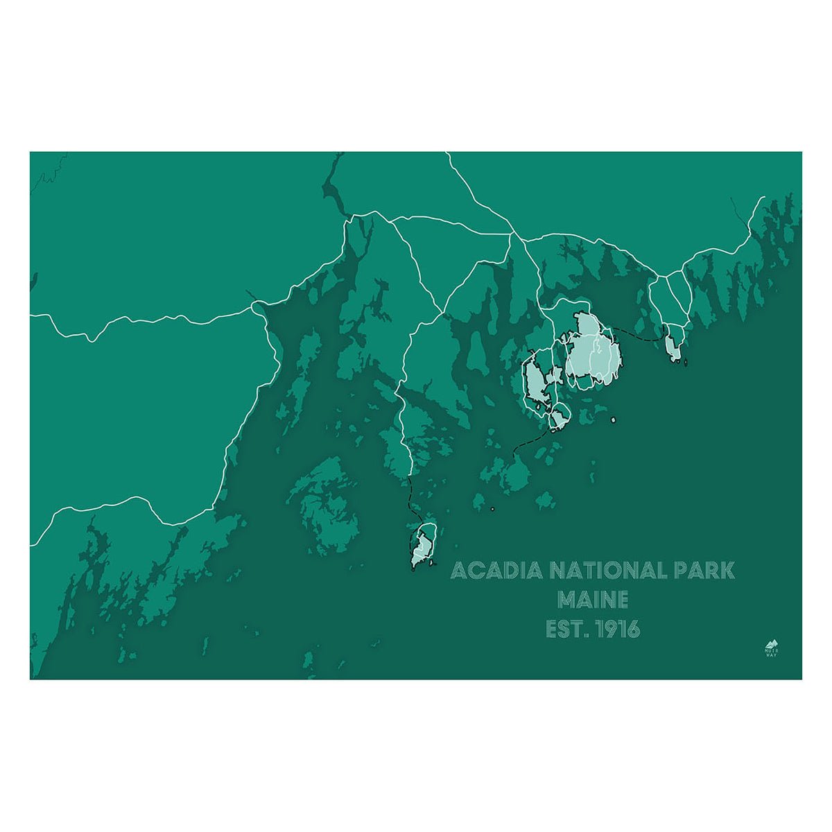 Acadia National Park Poster | Acadia National Park Map | Muir Way