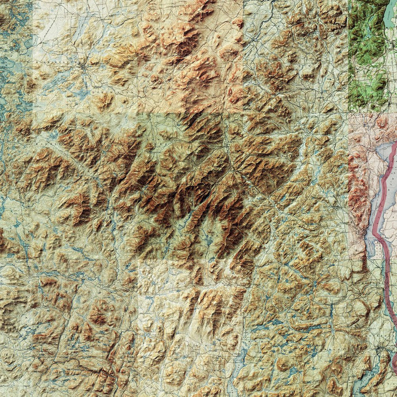 Adirondack Shaded Relief Map - Muir Way - Relief Series