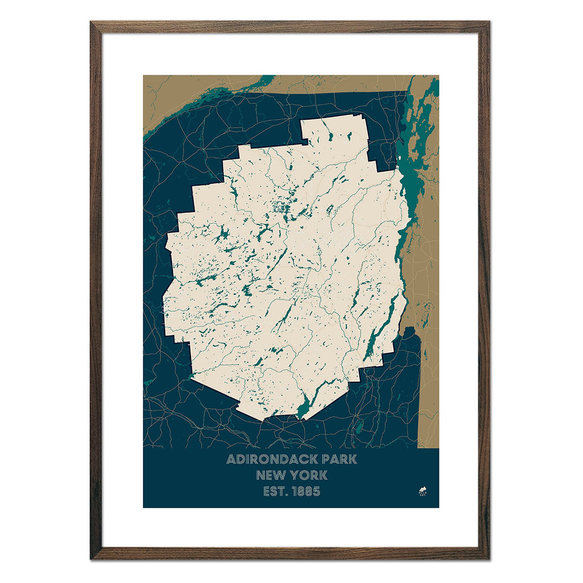 Adirondack Road and Lakes Map Printed on Wood in Adirondack Park Shape, Adirondack Print, Mountain Gift, hot Nature Art, Photo on Wood