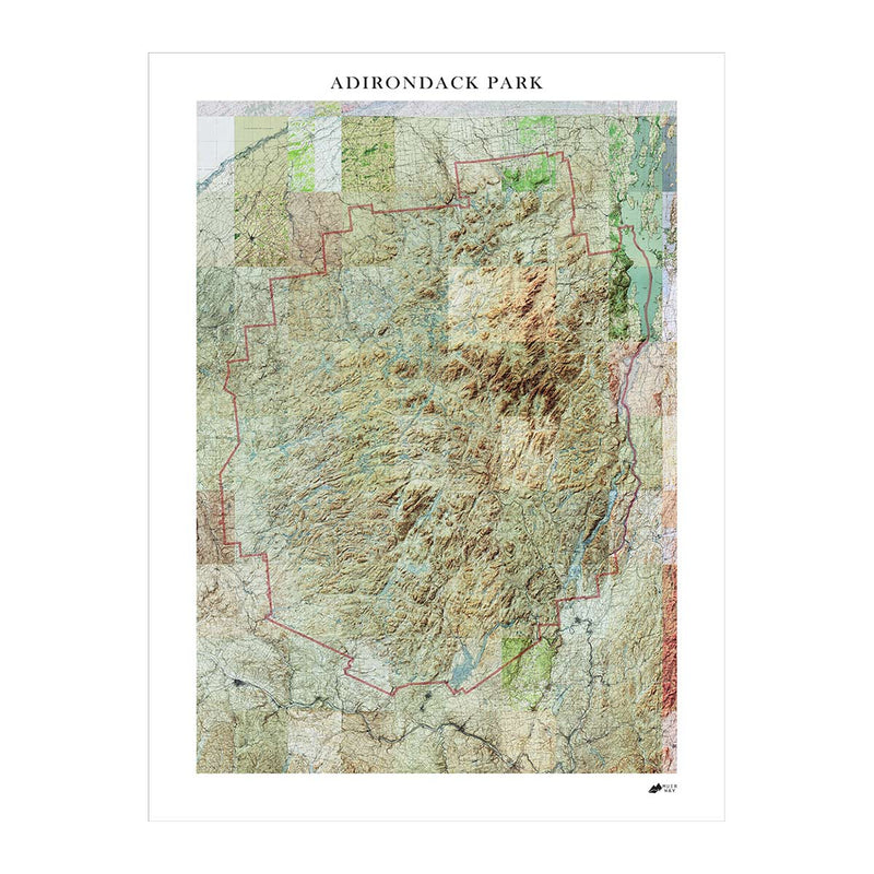 Adirondack Shaded Relief Map - Muir Way - Relief Series