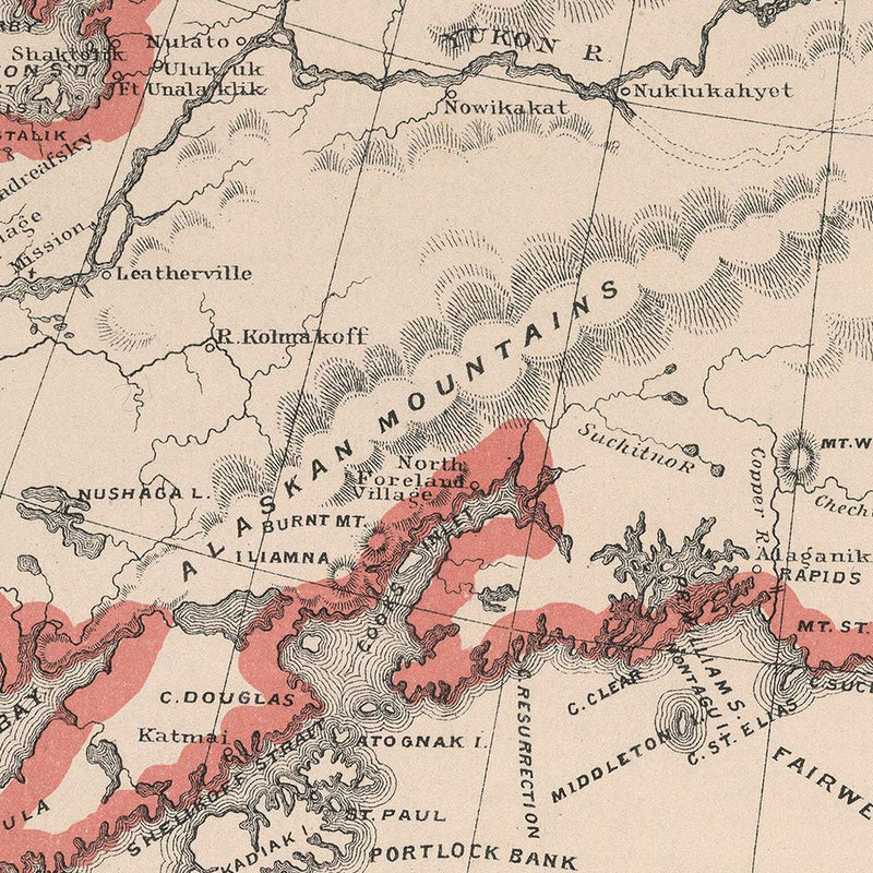 Alaska 1883 Map - Muir Way - Vintage Map