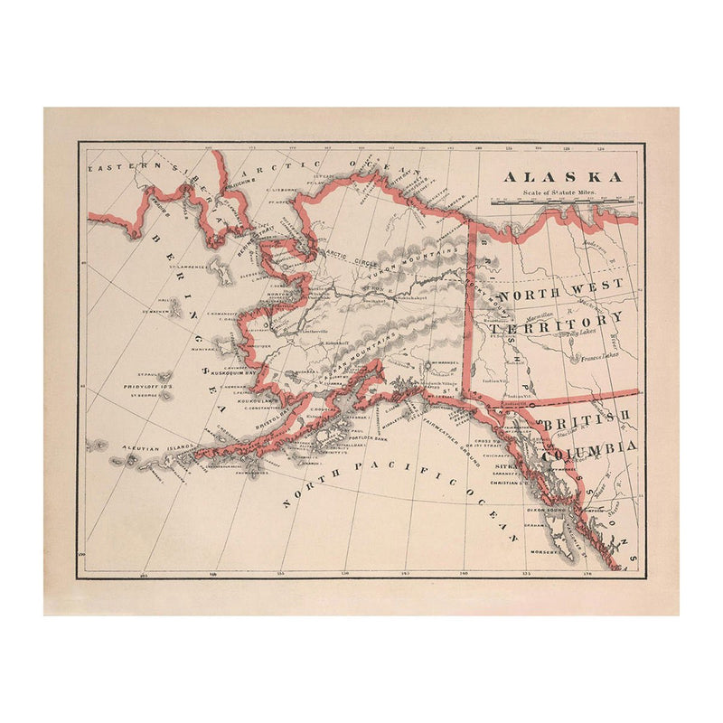 Alaska 1883 Map - Muir Way - Vintage Map