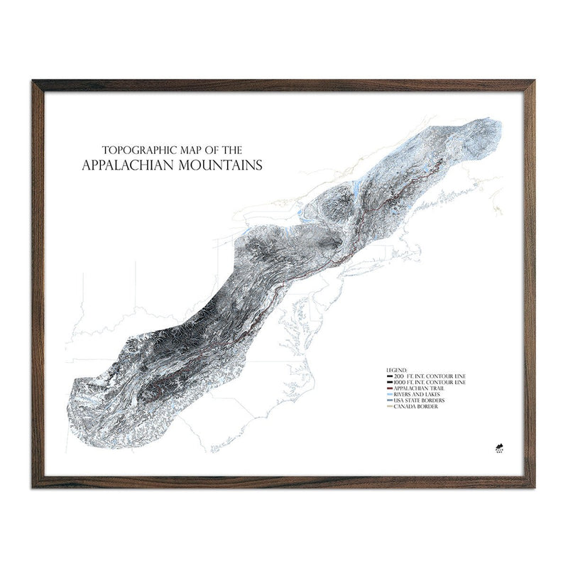 Appalachian Mountains Map - Muir Way - Range Series