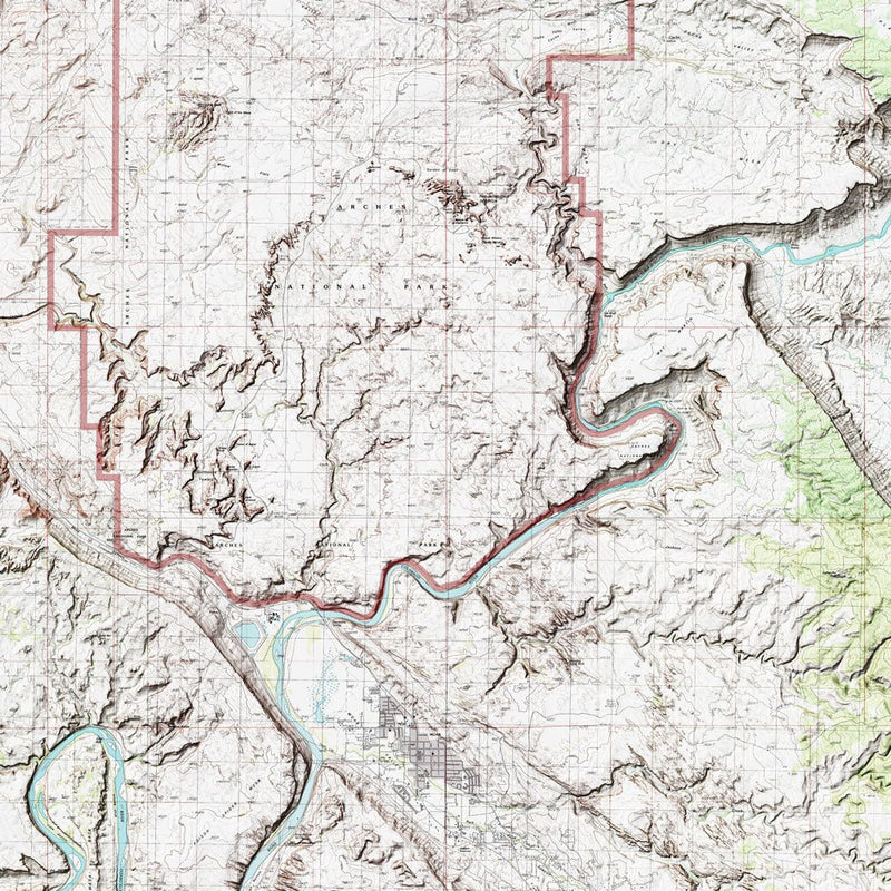 Arches Shaded Relief Map - Muir Way - Relief Series
