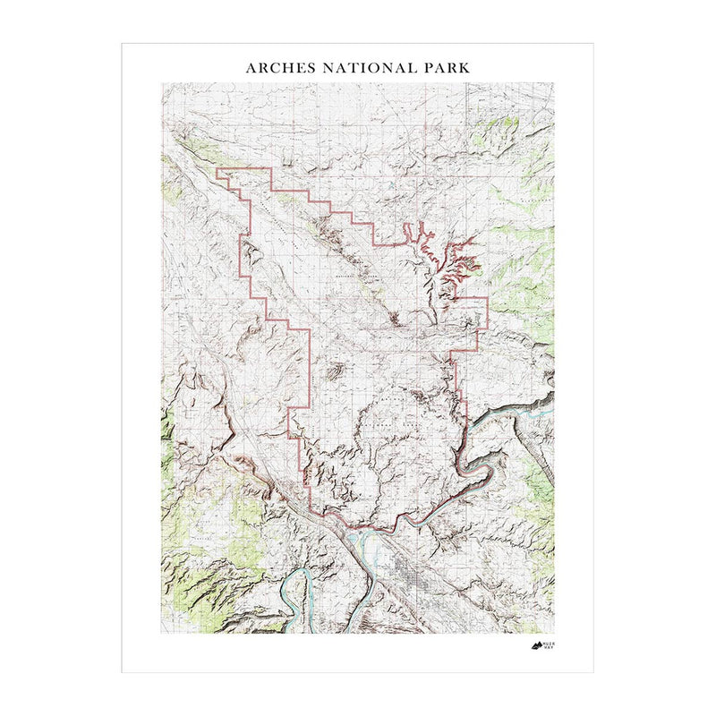 Arches Shaded Relief Map - Muir Way - Relief Series