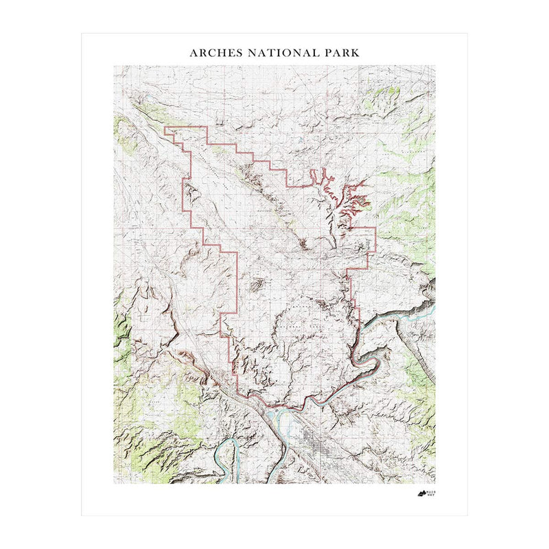 Arches Shaded Relief Map - Muir Way - Relief Series