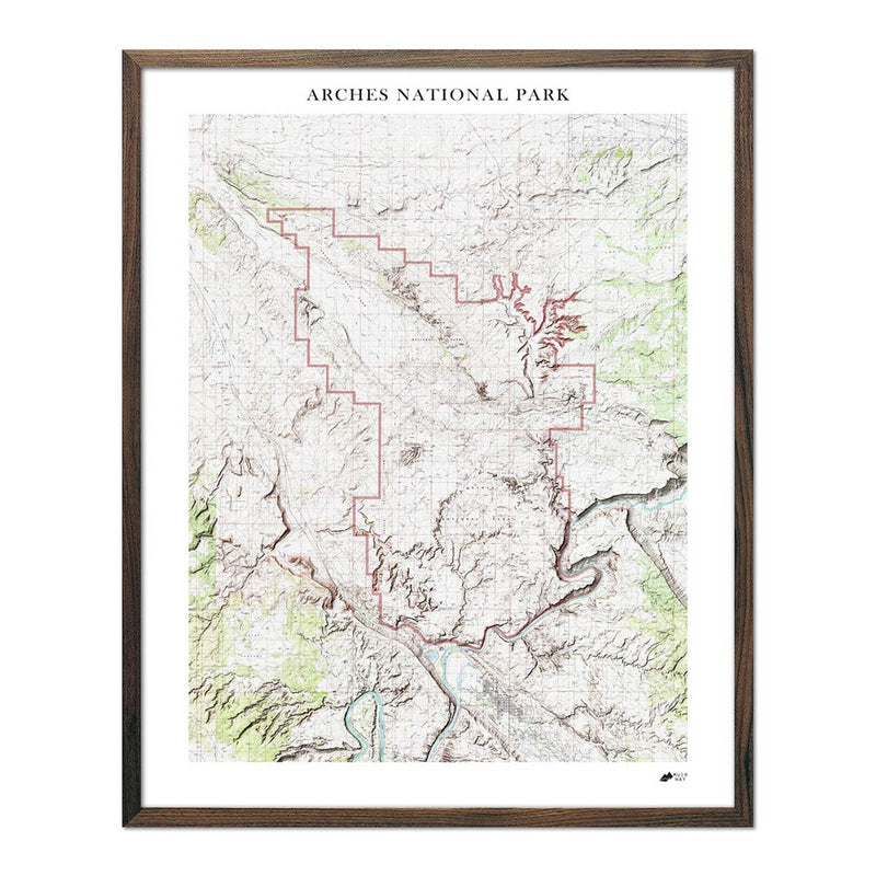Arches Shaded Relief Map - Muir Way - Relief Series
