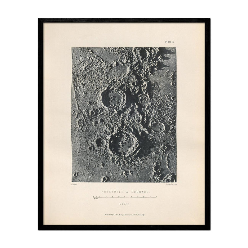 1874 Aristotle and Eudoxus Moon Craters Print - Muir Way - Astronomy