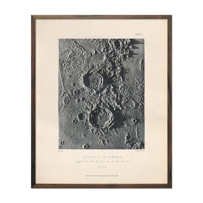 1874 Aristotle and Eudoxus Moon Craters Print - Muir Way - Astronomy