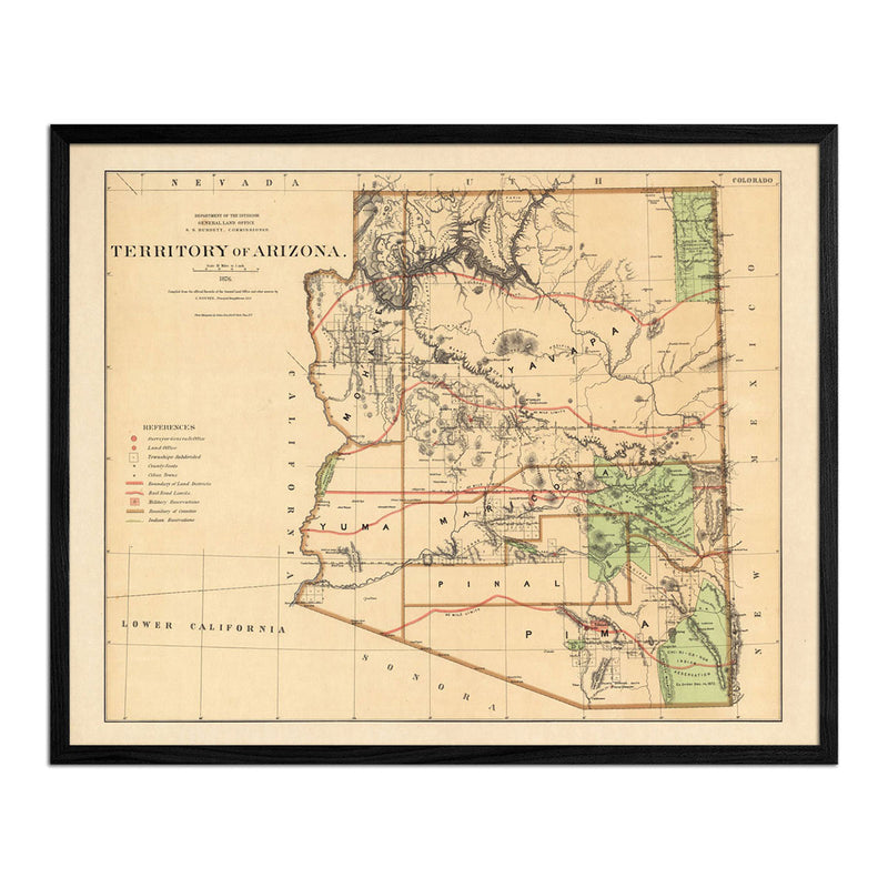 Map of Arizona Territory 1876