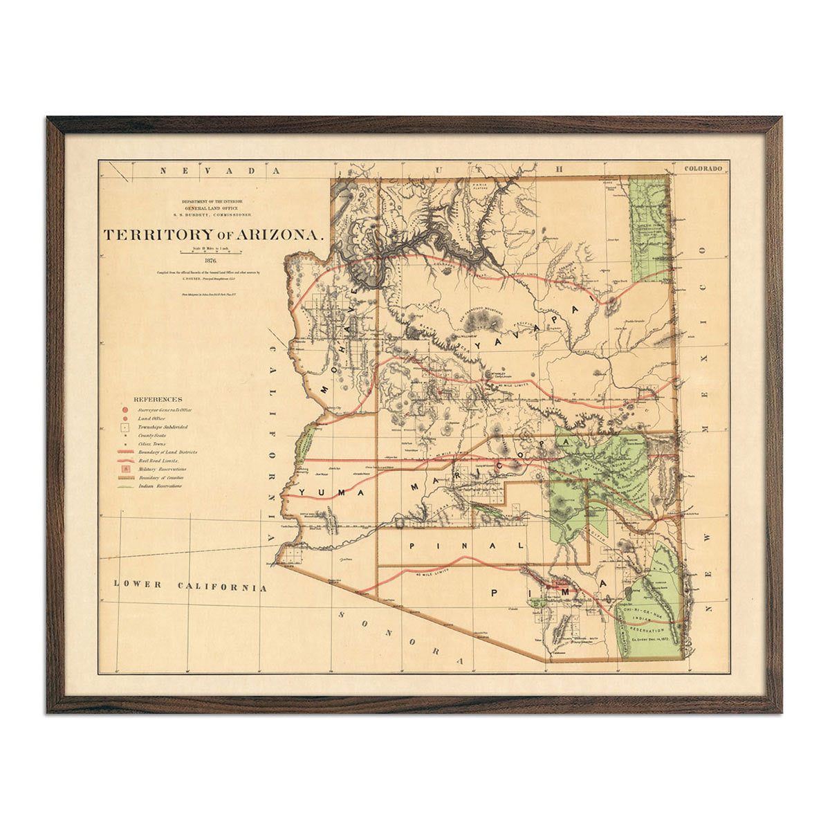 Map of Arizona Territory 1876