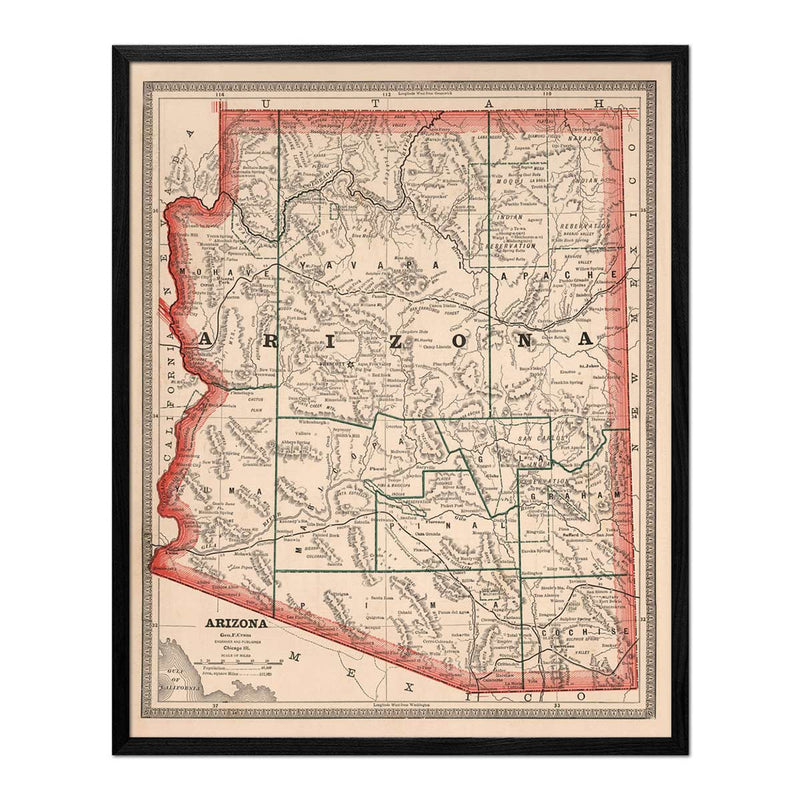 Arizona 1883 Map - Muir Way - Vintage Map