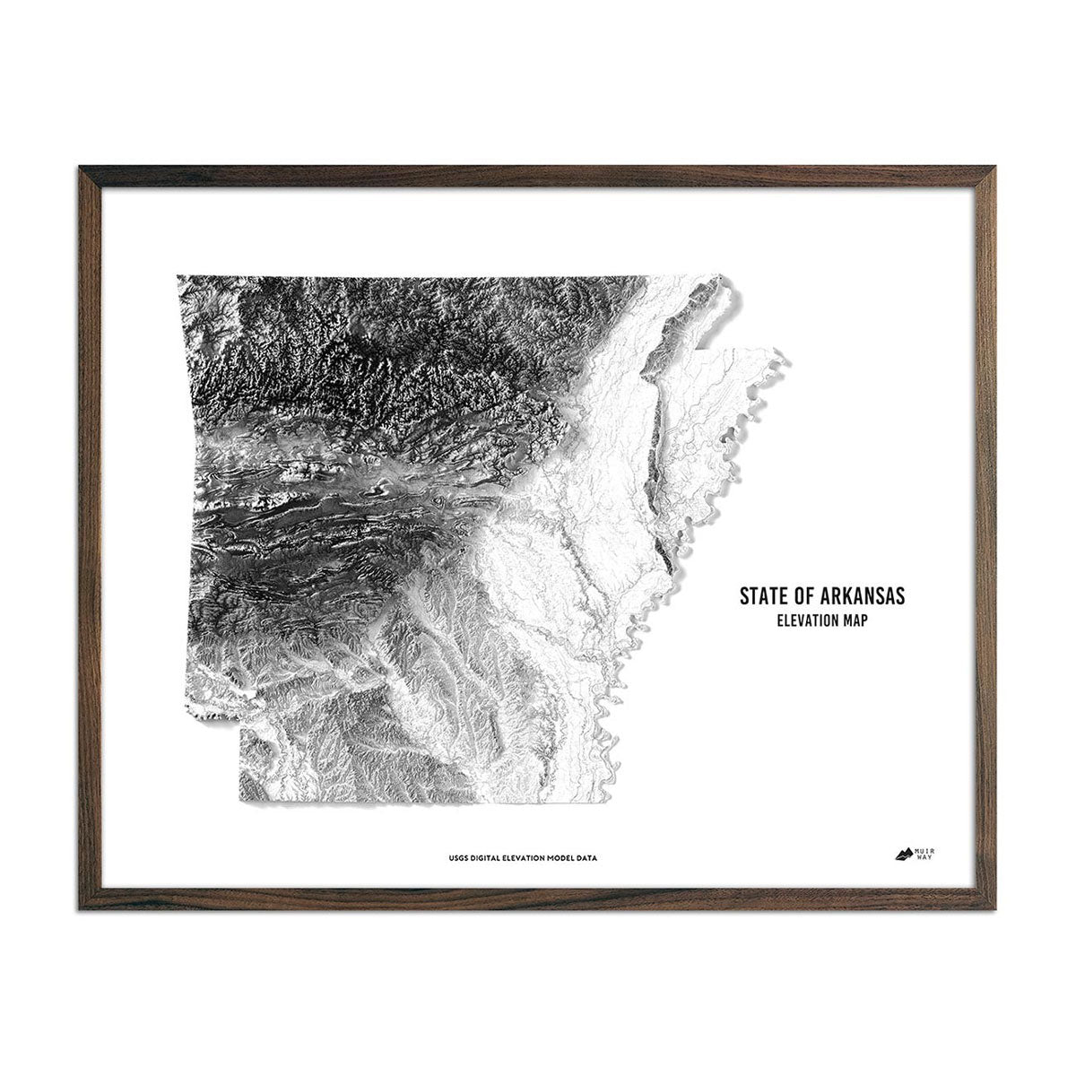 Shop Arkansas Relief Maps | Elevation Maps, Hydrological, & More - Muir Way