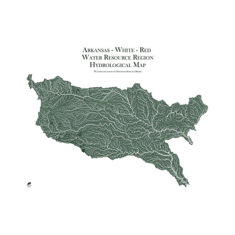 Arkansas - White - Red Regional Hydrological Map - Muir Way - Hydrology