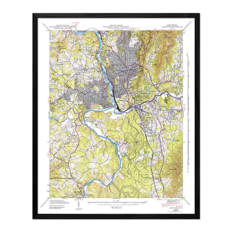 Asheville, NC 1943 USGS Map - Muir Way - Vintage Map