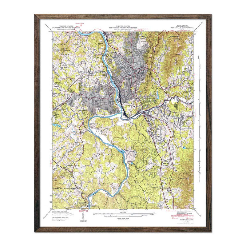 Asheville, NC 1943 USGS Map - Muir Way - Vintage Map