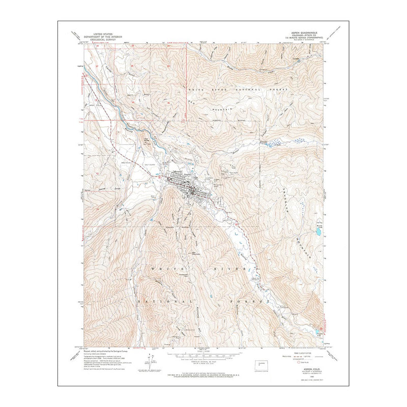 Aspen, CO 1960 USGS Map - Muir Way - Vintage Map