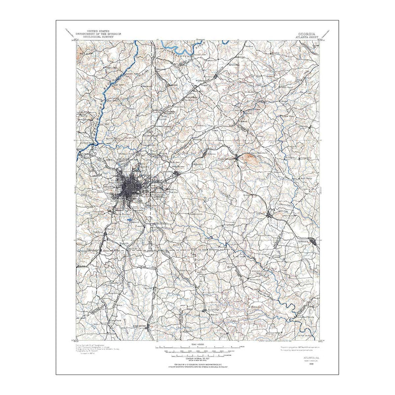 Vintage USGS Map of Atlanta, GA - 1888 - Muir Way - Vintage Map