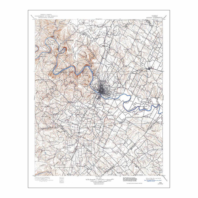 Austin, TX 1941 USGS Map - Muir Way - Vintage Map