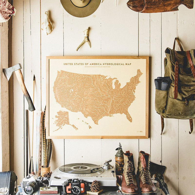 USA Hydrological Map – Desert Tan - Muir Way - 