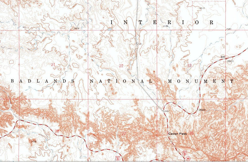 Badlands National Park 1960 USGS Map - Muir Way - Vintage Map