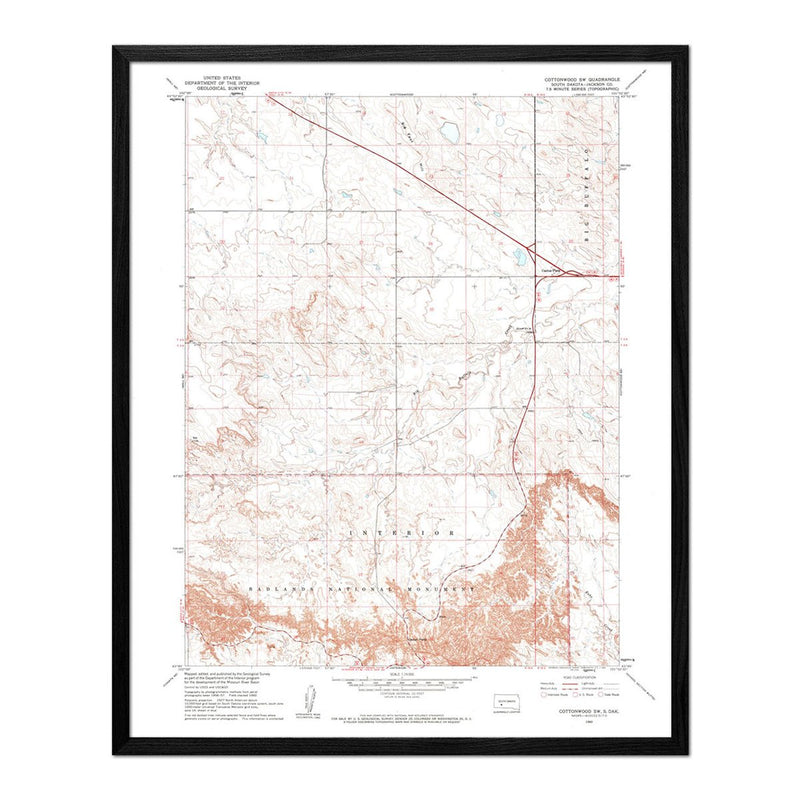 Badlands National Park 1960 USGS Map - Muir Way - Vintage Map