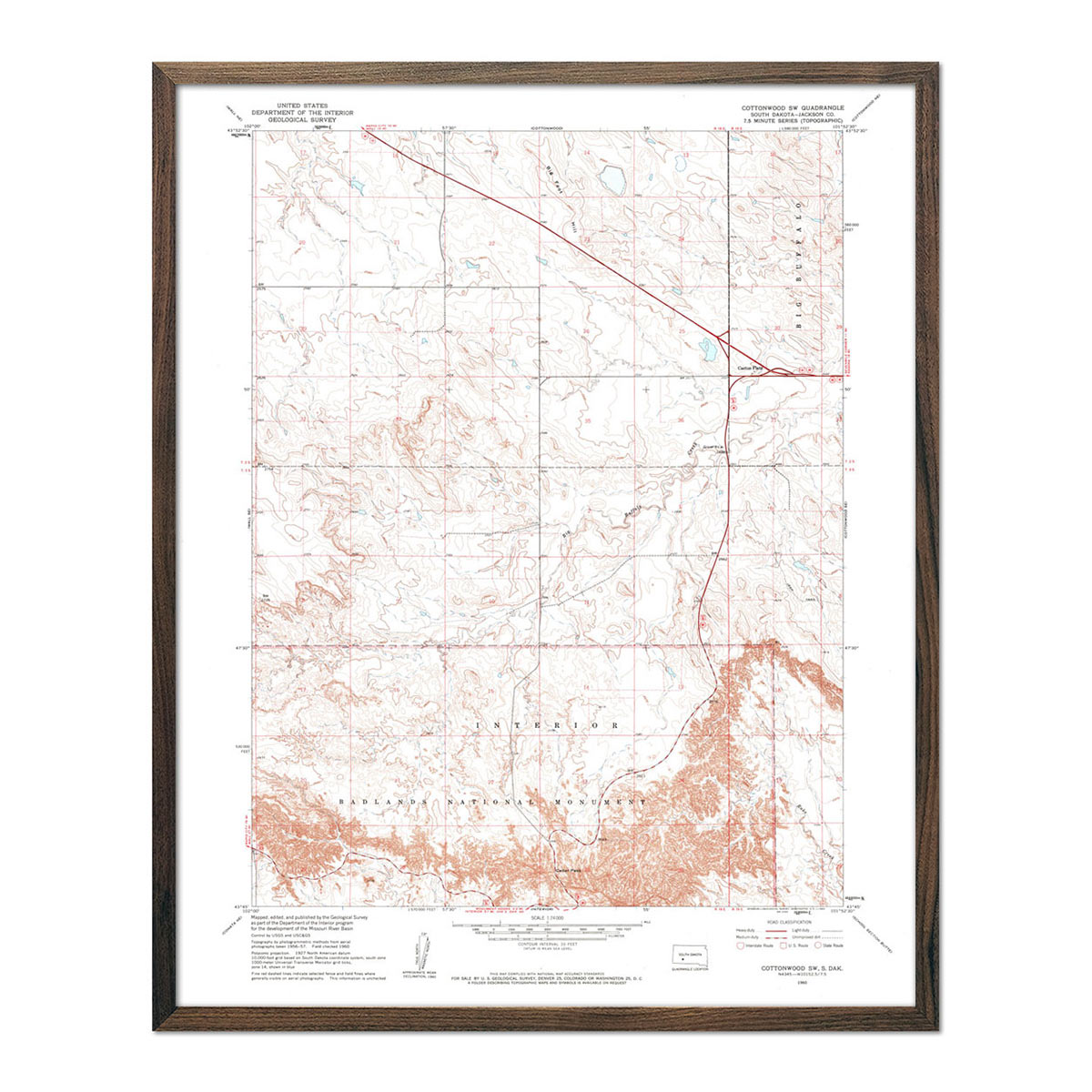 Badlands National Park Map 1960