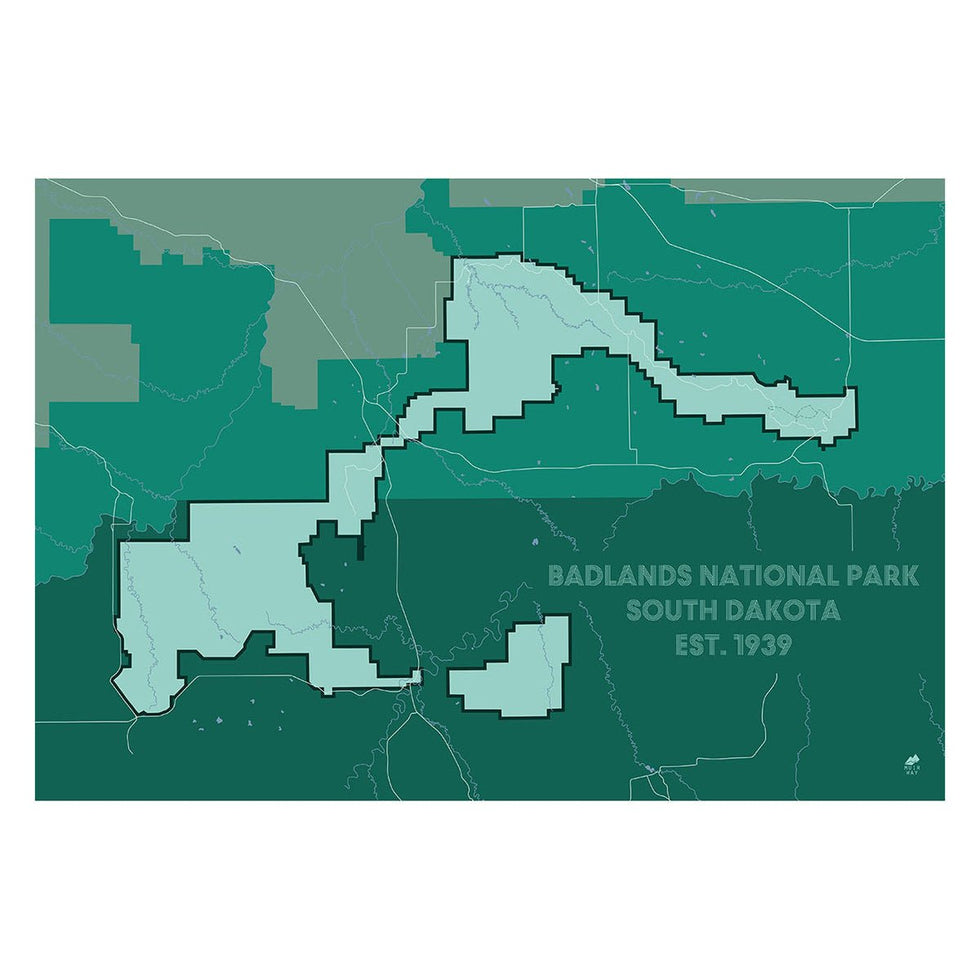 Badlands National Park Poster | National Park Map | Muir Way